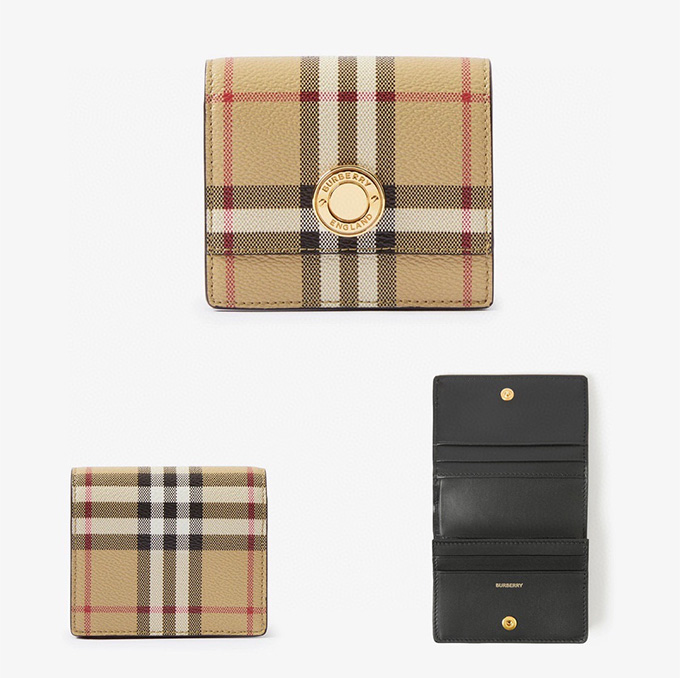burberry vintage check coated canvas trifold compact wallet